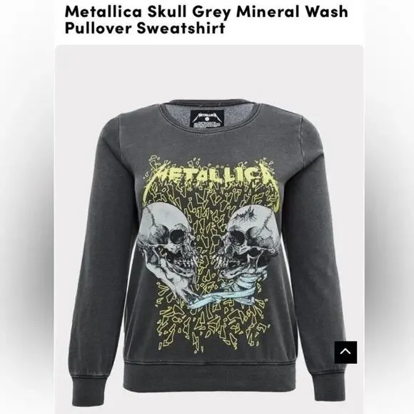 Torrid Metallica Skull Grey Mineral Wash Pullover Sweatshirt Size 1 - Picture 6 of 10